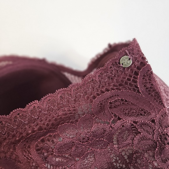 Lucky Brand 38C Bra Burgundy Underwire Lightly Lined Adjustable Straps Hook Eye - Picture 5 of 6